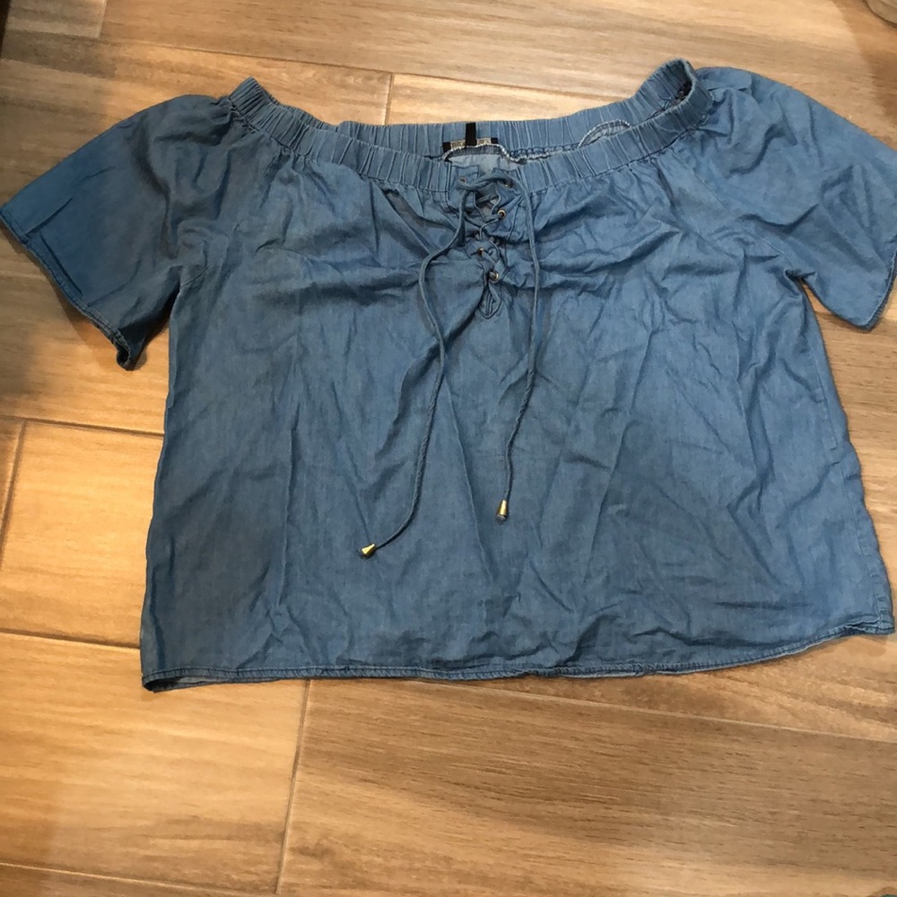 Off shoulder plus size blouse